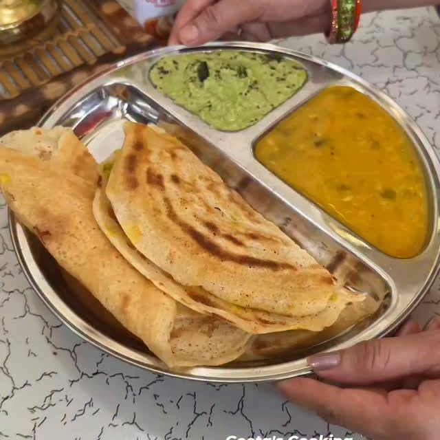 Crispy, golden and loaded with masala..!! A plate of Rava Masala Dosa is all you